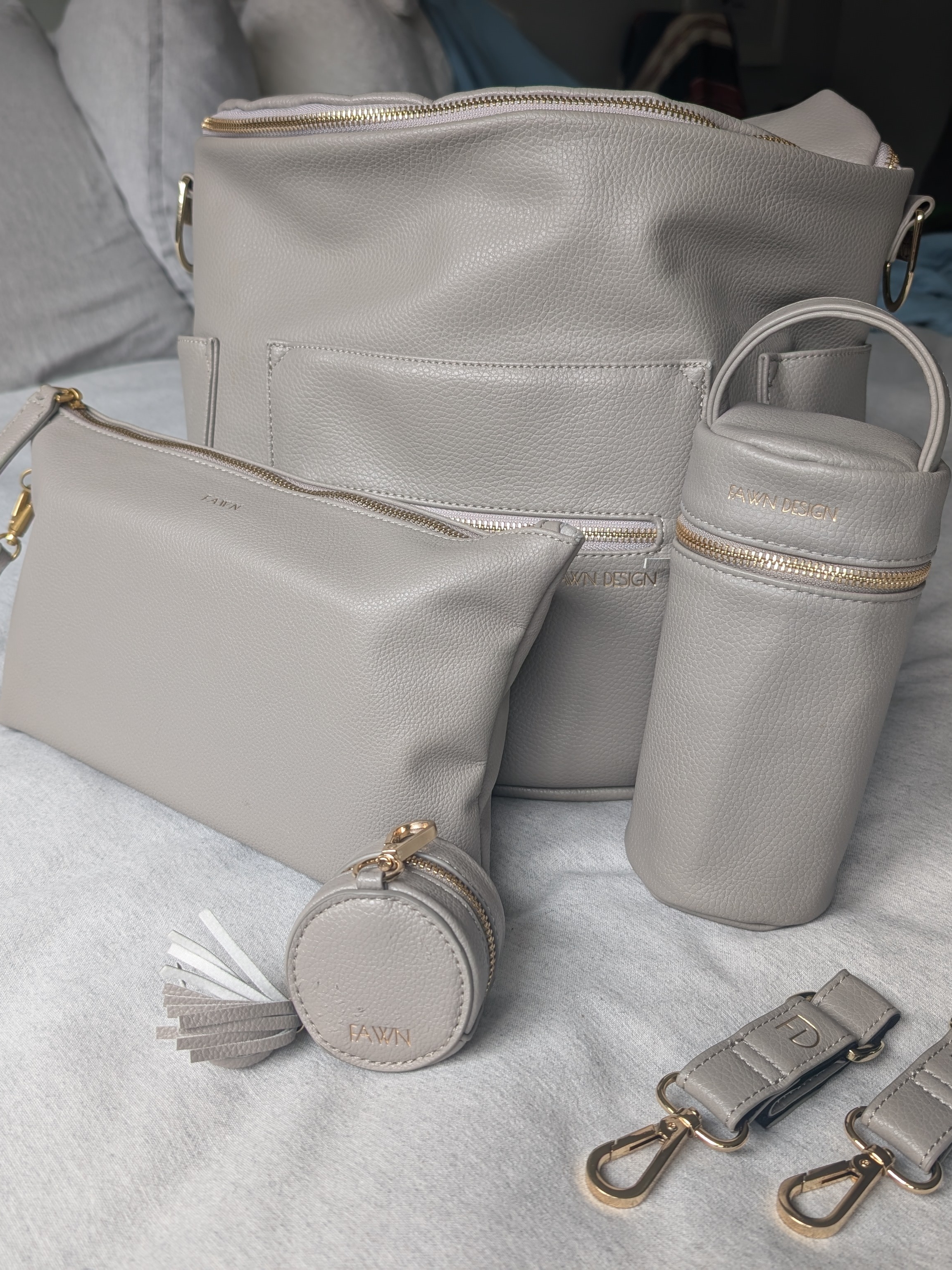 Fawn Design Original Diaper Bag Bundle In Gray
